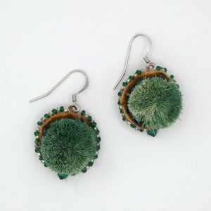 Green Caribou Hair Tufted Earring