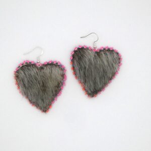 Seal Skin Earrings with Pink Beads