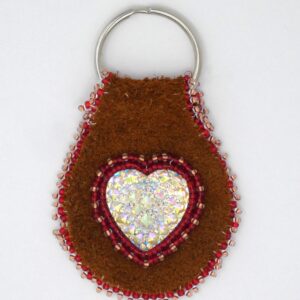 Bison Hide Heart Keychain
