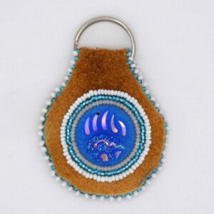 Moose Hide Keychain with Bear Paw Cabochon