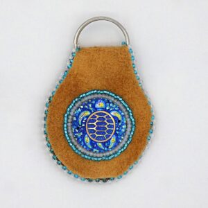 Moose Hide Keychain with Turtle cabochon
